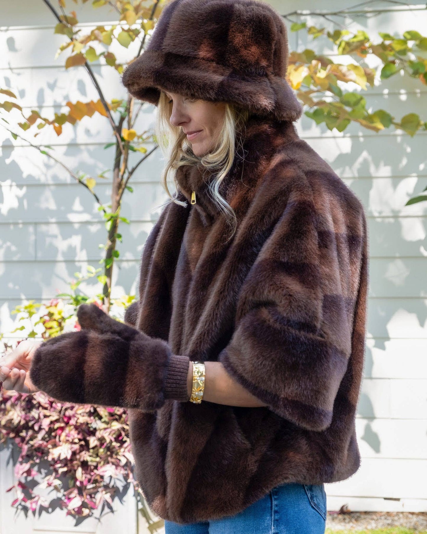 Paige Faux Fur Hat Brown
