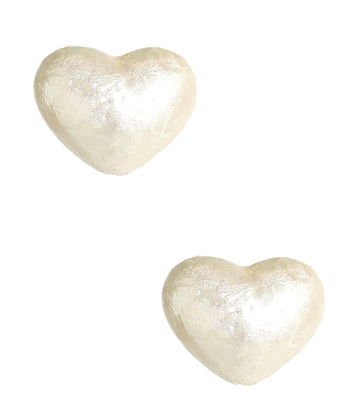 Lainey Pearl Heart Studs- Small