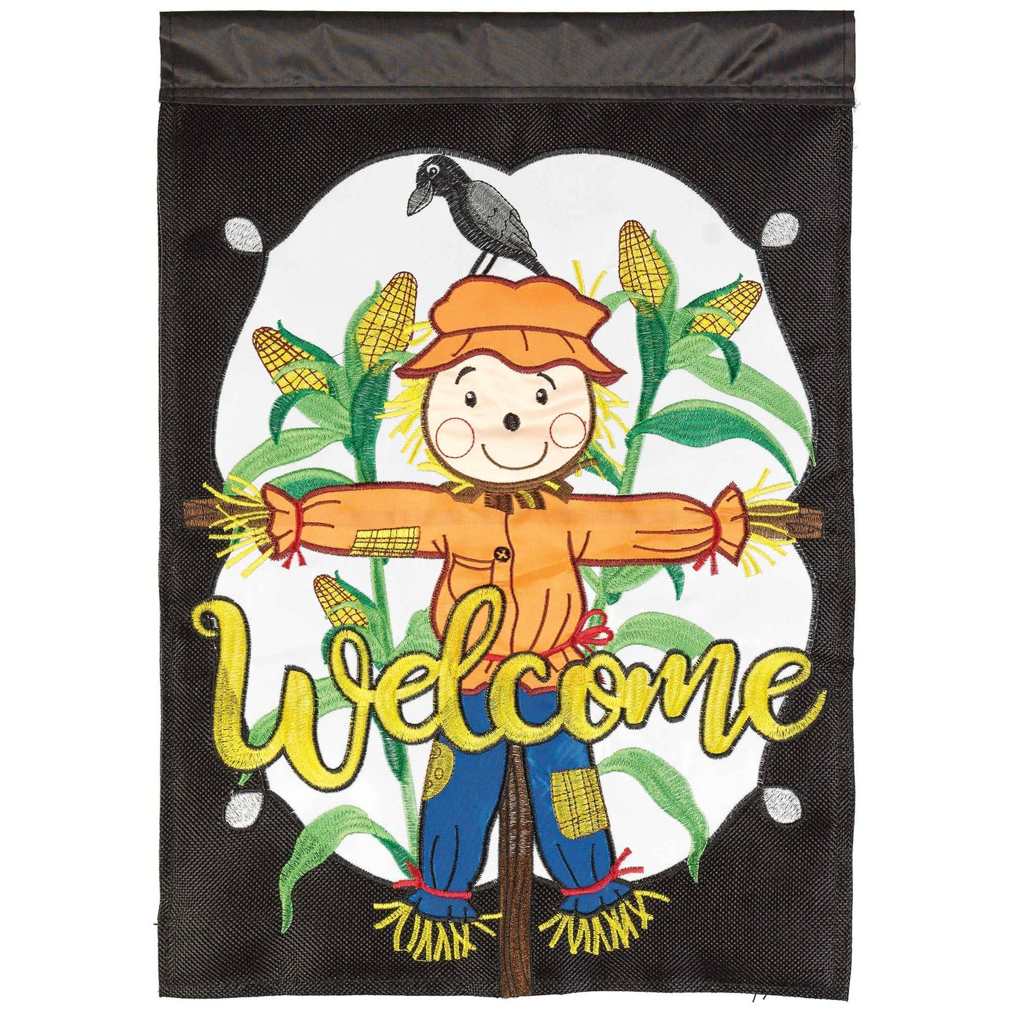 FALL WELCOME SCARECROW FLAG POLY GARDEN