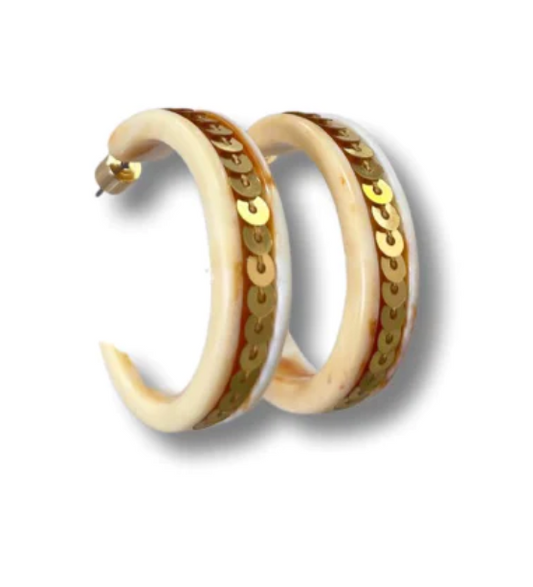 Shimmer Hoop Large - Creamy Tortoise