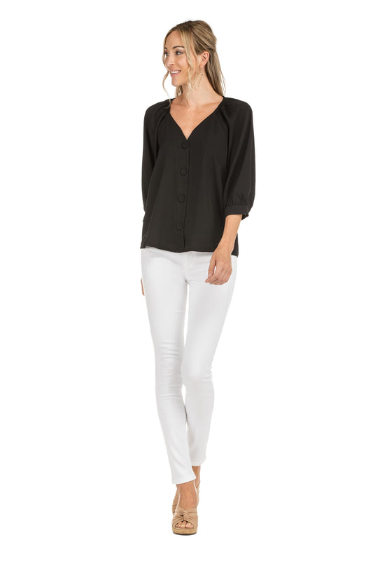 5757 Black Button Top