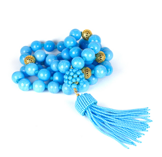 4992 Beaded Tassel Necklace Turquoise