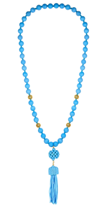 4992 Beaded Tassel Necklace Turquoise