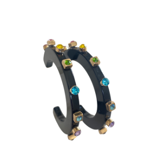 City Girl Large Jewel Hoop - Black Multicolor