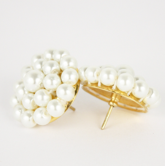 4994 Button Earrings - Pearl