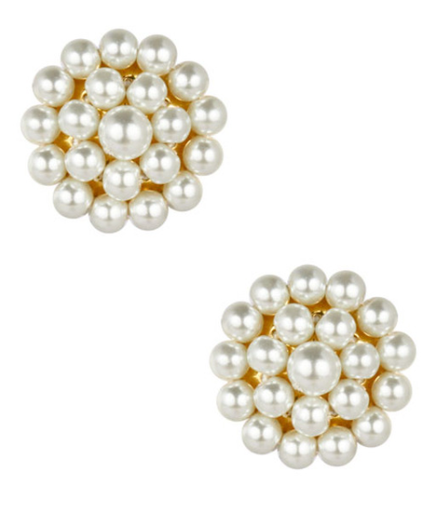4994 Button Earrings - Pearl