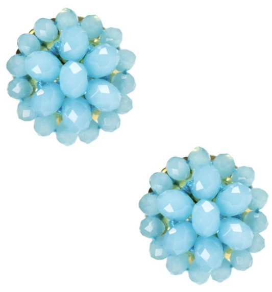 4995 Button Earrings - Aqua