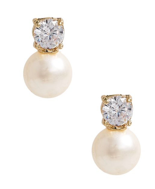 Carolyn Stud Large Pearl & Rhinestone