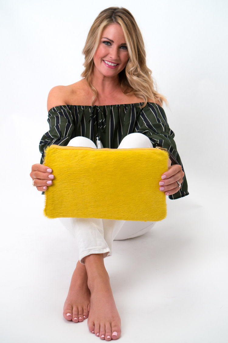 Cowhide Clutch Yellow