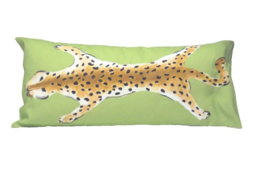 5875 Leopard Lumbar Pillow Green