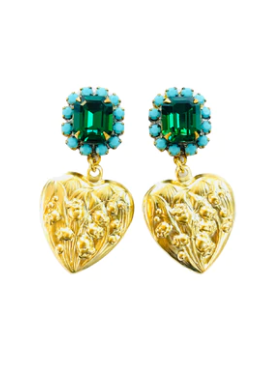 7212 Emerald & Turquoise Gem Heart
