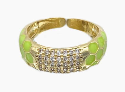 Neon Green Honey Comb Ring
