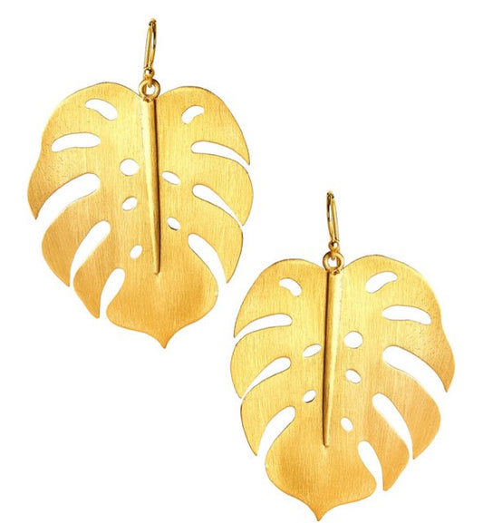 5927 Lola Brushed Gold Leaf Earrings