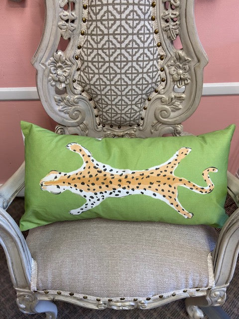 5875 Leopard Lumbar Pillow Green