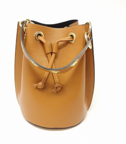 Leather Bucket Bag Large - Camel