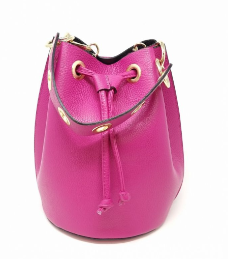 Leather Bucket Bag Large - Hot Pink