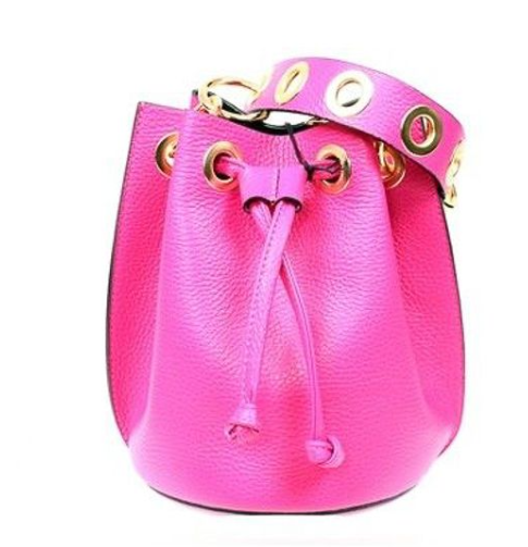 Leather Bucket Bag Hot Pink