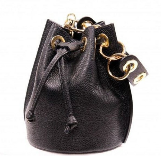 Leather Bucket Bag Black