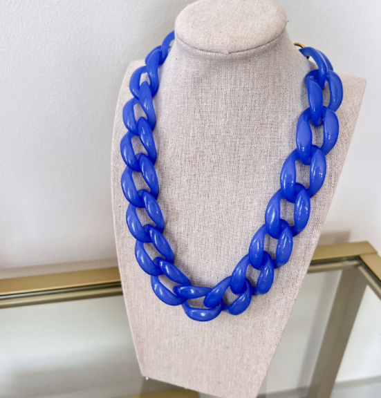 Acrylic Chain Necklace Deep Blue