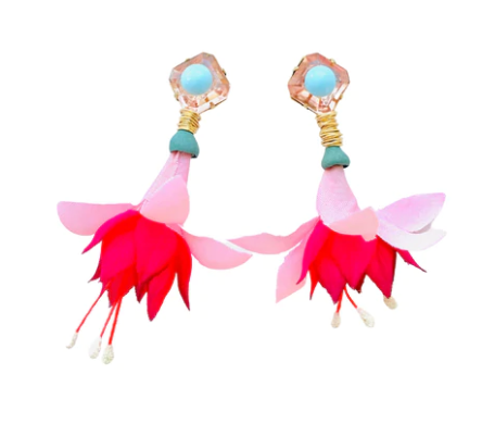 7208 Peach Turquoise Fuchsia Hanging Floral