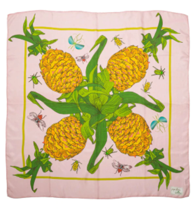 6920 Pineapple Blooms Silk Scarf