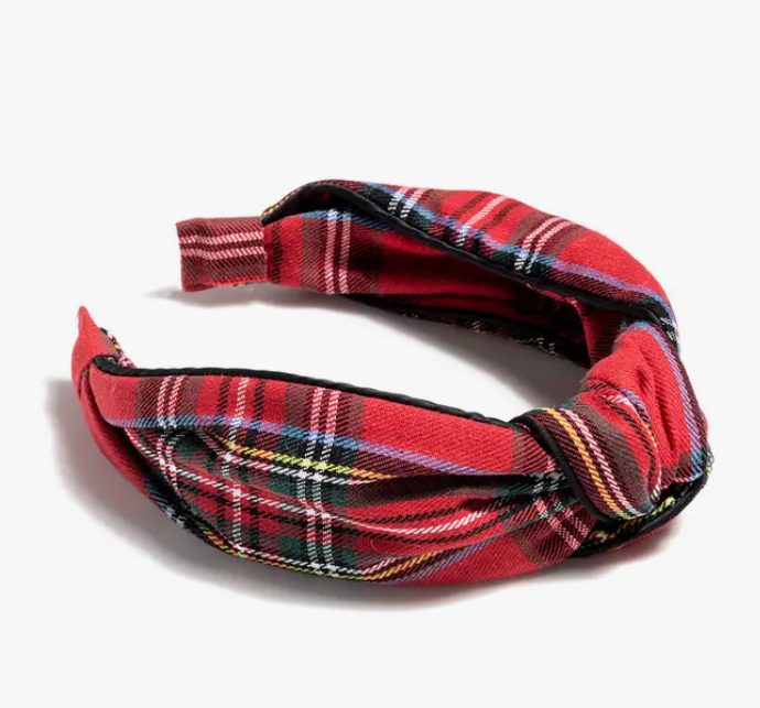 Knotted Plaid Headband, Red