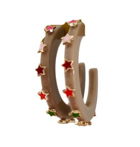 Starlight Jewel Hoop Small - Khaki Multicolor