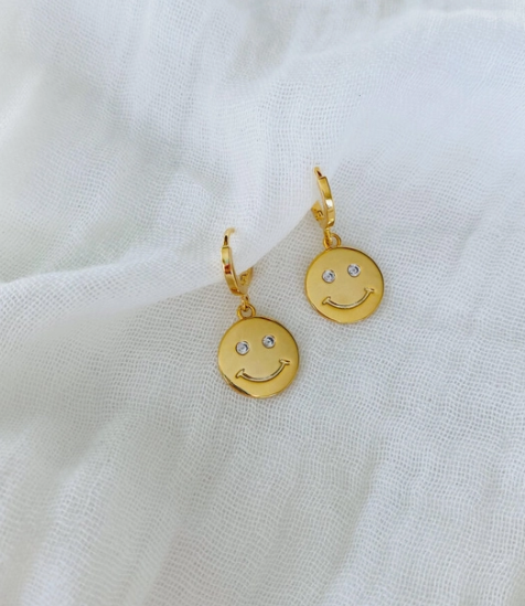 Starry Eyed Smile Huggie Hoops