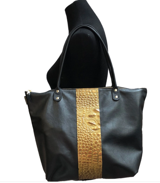 5554 Dover Tote Coal with Stripe