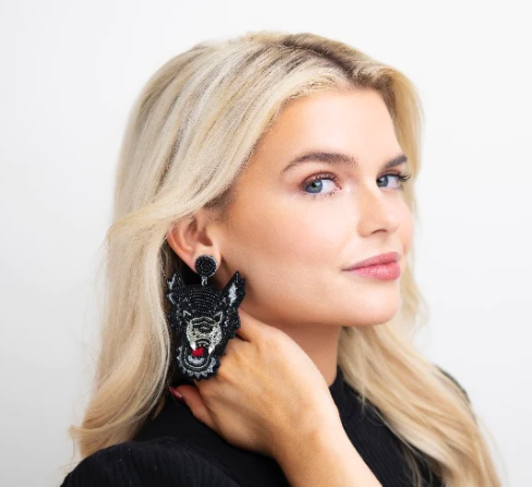 Beaded Wolf Earrings